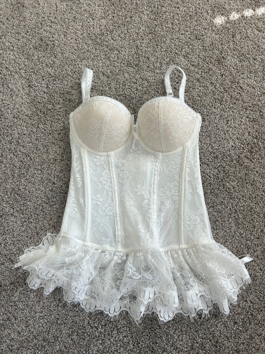 white lace corset